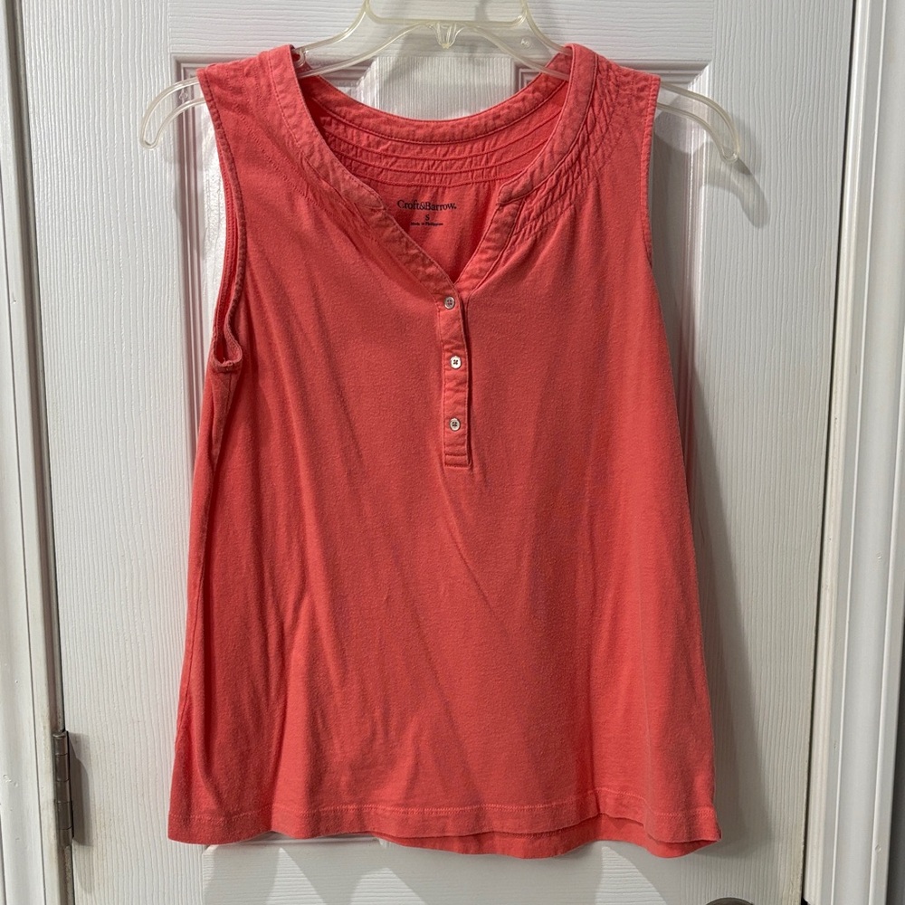 Croft & Barrow Coral Tank Top with Button Detail